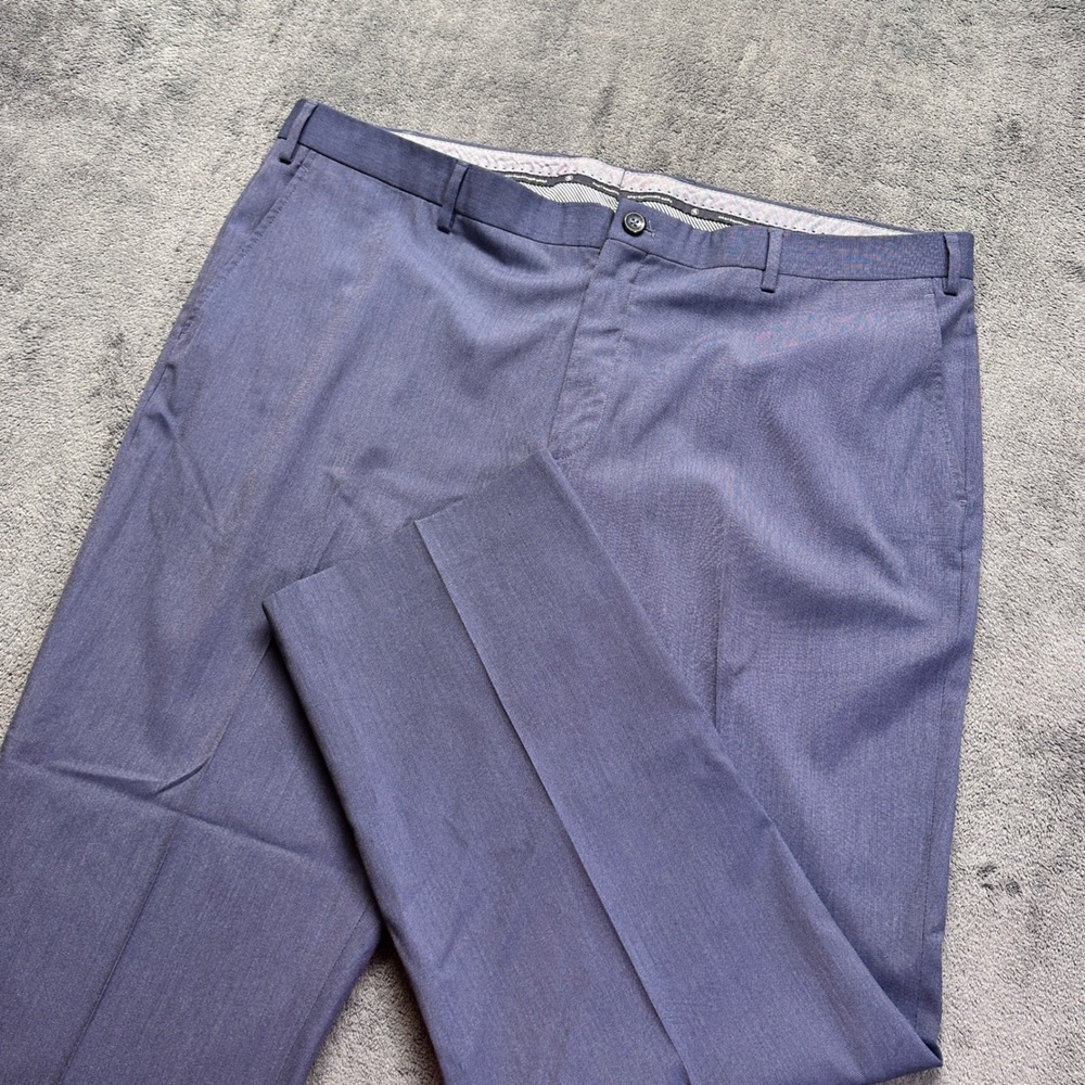 Hart Schaffner Marx Dress Pants Mens 42x30 Blue Stretch Flat Front Trousers